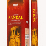 Darshan Sandal Incense Sticks box with elephant and temple design on a white background