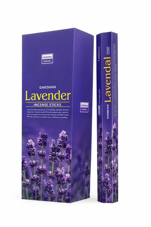 Darshan Lavender Incense Sticks box angled on a white background