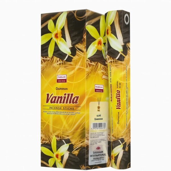 Darshan Vanilla Incense Sticks – Sweet Vanilla Aroma Darshan Vanilla Incense Sticks – sweet aromatic vanilla fragrance for home and meditation.