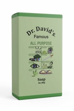 Box of Dr. David’s Famous All Purpose Soap with symbols for luck, protection, money, peace, and spiritual intentions.