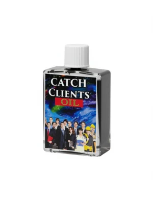 Catch Clients Oil – Client Attraction & Business Prosperity (1 fl oz) Bottle of Catch Clients Oil featuring a business-themed label with professionals standing together.