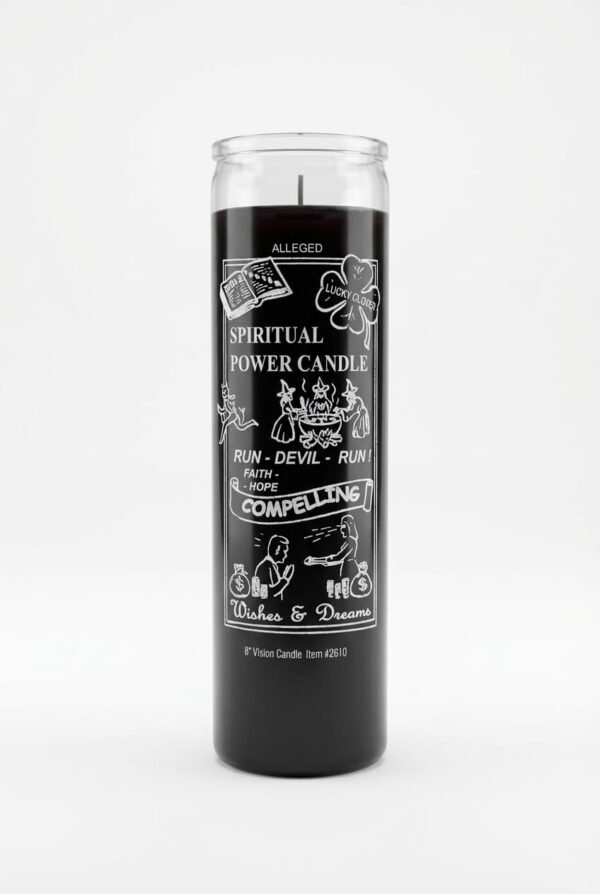Black Spiritual Power Compelling Candle – Run Devil Run, Wishes & Dreams compelling candle, spiritual power candle, run devil run candle, manifestation candle, domination candle, persuasion ritual candle, black 7 day candle, spiritual protection candle