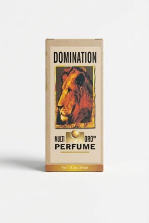 Domination Perfume box with lion artwork and spiritual fragrance branding