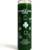 Double Fast Luck green 7-day spiritual ritual candle with luck and prosperity symbols